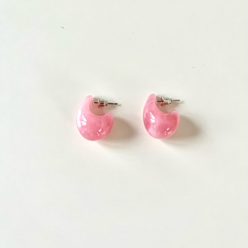 Resin water drop earrings, pink
